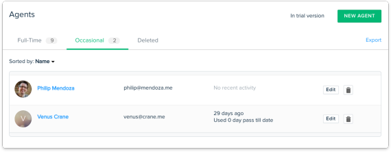 Manage occasional agents with day passes