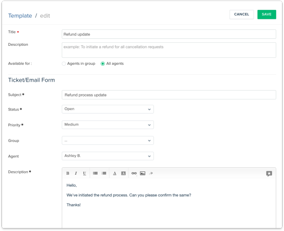 Ticket Templates in a Helpdesk
