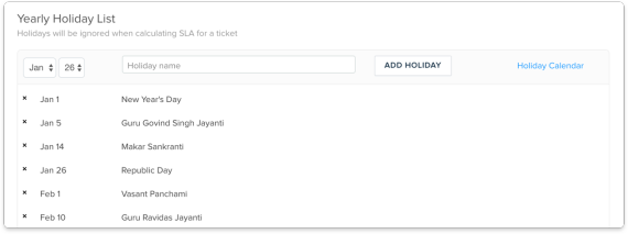 include local holidays