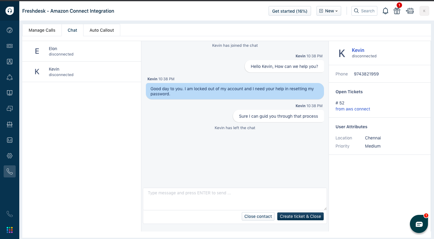 Freshdesk Amazon Connect Integration