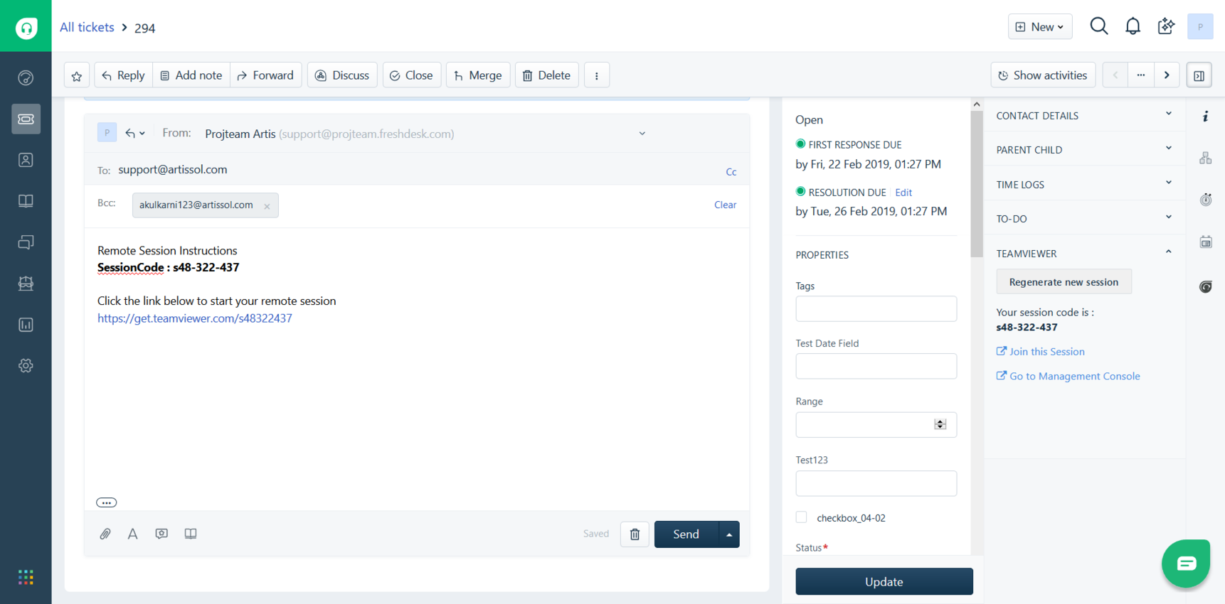 Team viewer remote access software in Freshdesk